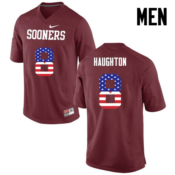 Oklahoma Sooners #8 Kahlil Haughton College Football USA Flag Fashion Jerseys-Crimson